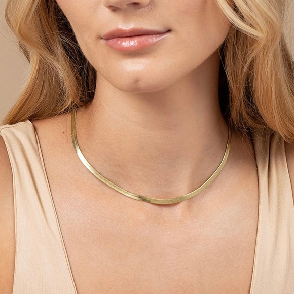14K Gold/Silver Plated Snake Chain Necklace - Picture 3 of 5